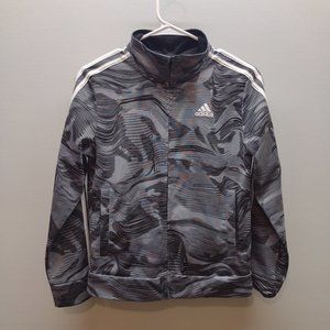 Adidas boys track black print jacket size 10/12 track grey camo tricot